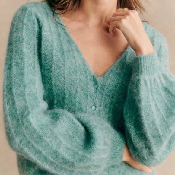 SEZANE ANTONETTA CARDIGAN  Island Blue XS - Picture 2 of 6